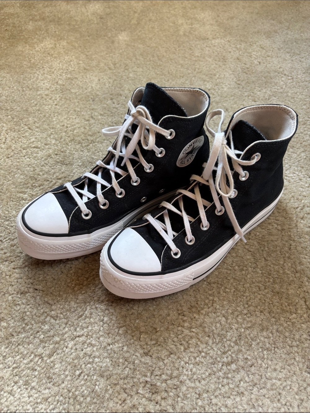 Converse Black and White High-Top Platform Sneakers